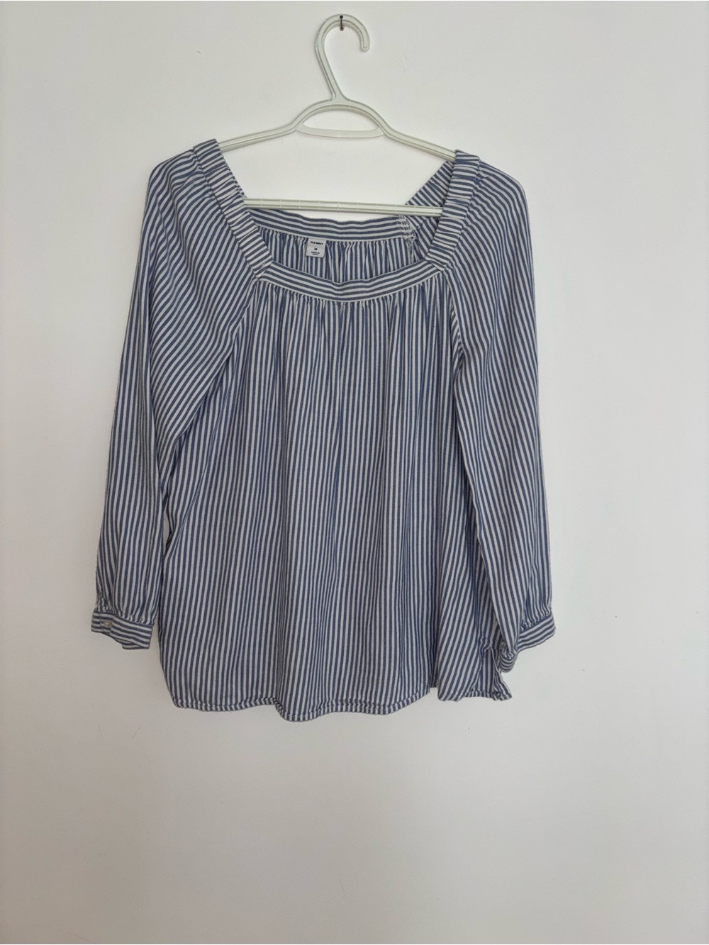 Old Navy Navy and White Striped Peasant Blouse